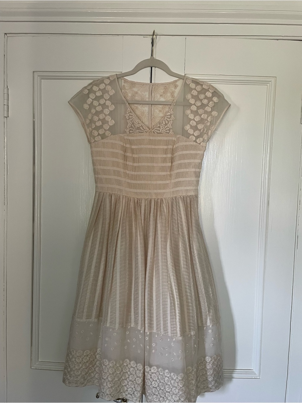 Moulinette Soeurs Ivory Lace-Trim Dress